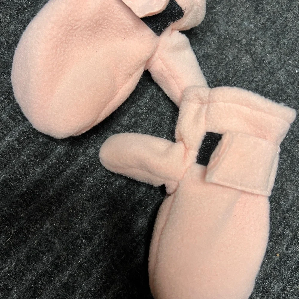 Soft Pink and Gray Kids Mittens